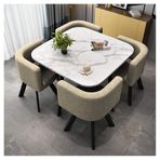 Mermer Sehpa ve Sandalye Seti, Balkon, Oturma Odası veya Ofis Resepsiyon Masası Yuvarlak Masa, Yemek veya Toplantı Odası için Dört Sandalyeli Yuvarlak Masa Güzellik Salonu veya Sinema Salonu için Şık