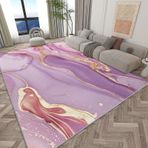 Mermer Sıvı Lüks Alan Halısı 140x200 cm Mor Kaymaz Halı Oturma Odası ve Yatak Odası için Yumuşak Kısa Tüylü Ev Dekoru Halı Makinede Yıkanabilir Halı