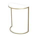 Mermer Üst Yarım Ay Köşe Konsol Masa Depolama Raf Oda Koridor Mutfak Altın Metal Çerçeve Modern Tasarım 40x25x50cm