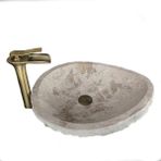 Mermer Yapı Market Traverten Oval Tasarım Damla Lavabo