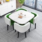 Mermer Yemek Masası Seti, Oturma Odası ve Mutfak için 4 Sandalyeli Kare Sehpa ve Sandalye Kombinasyonu Balkon Modern Salon Yemek Mobilyaları için (Stil 13 80 * 80 * 75 cm)