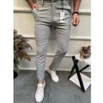 Mero Life Erkek Açık Gri Italyan Kesim Slim Fit Kaliteli Esnek Likralı Bilek Boy Kumaş Pantolon