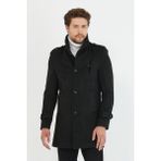Mero Life Erkek Antrasit Ezel Dar Kesim Dik Yaka Uzun Kaşe Kaban - 3XL