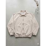 Mero Life Erkek Basic Old Money Fermuarlı Oversize Mevsimlik Polo Yaka Gabardin Kumaş Ceket - Krem