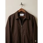 Mero Life Erkek Basic Old Money Fermuarlı Oversize Mevsimlik Polo Yaka Gabardin Kumaş Ceket - XL - Kahverengi