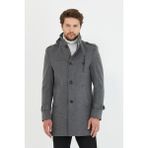 Mero Life Erkek Gri Ezel Dar Kesim Dik Yaka Uzun Kaşe Kaban - 5XL