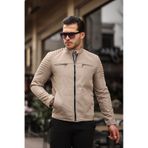 Mero Life Erkek Krem Su Ve Rüzgar Geçirmez Slim Fit Astarlı Mevsimlik Mont Krem