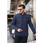 Mero Life Erkek Lacivert İçi Kürklü Şişme Mont & Kaban Su Itici Rüzgar Geçirmez Kapitone Klasik Comfort