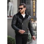 Mero Life Erkek Napa Deri Çapraz Fermuarlı Içi Full Kürklü Yüksek Kalite Slim Fit Siyah Mont & Ceket - XL - Siyah - Siyah