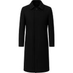 Mero Life Erkek Siyah Dar Kesim Uzun Yün Karışımlı Kaşe Gömlek Yaka Palto&kaban - 5XL