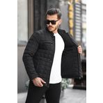 Mero Life Erkek Siyah İçi Kürklü Şişme Mont & Kaban Su Itici Rüzgar Geçirmez Kapitone Klasik Comfort