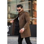 Mero Life Erkek Taba Ezel Dar Kesim Dik Yaka Uzun Kaşe Kaban - 2XL