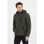 Mero Life MERO-1030 Erkek Haki Kapüşonlu Su ve Rüzgar Geçirmez Softshell Mont