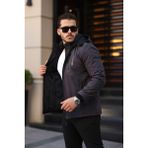 Mero Life Outdoor Kapüşonlu Su ve Rüzgar Geçirmez Kapitone Içi Kürklü Elyaf Dolgulu Şişme Gri Softshell Mont