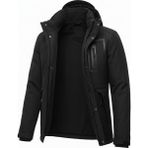 Mero Life Outdoor Kapüşonlu Su ve Rüzgar Geçirmez Kapitone Içi Kürklü Elyaf Dolgulu Şişme Siyah Softshell Mont - 4XL