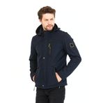 MeroLife Mero Life Erkek Lacivert Kapüşonlu Su Ve Rüzgar Geçirmez Softshell Mont S Mero-64NM