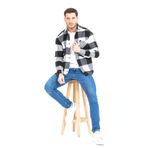 MeroLife Mero Life Erkek Siyah-Beyaz Ekoseli Oversize Uzun Kol Kareli Kalın Kumaş Oduncu Gömleği S Mero-713NM