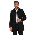 MeroLife Mero Life Erkek Siyah Dar Kesim Yün Karışımlı Kaşe Gömlek Yaka Palto Kaban S Mero-218NM