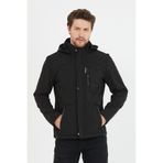 MeroLife Mero Life Erkek Siyah Kapüşonlu Su Ve Rüzgar Geçirmez Softshell Mont 4XL Mero-49NM