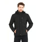 MeroLife Mero Life Erkek Siyah Kapüşonlu Su Ve Rüzgar Geçirmez Softshell Mont S Mero-59NM