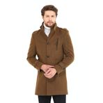 MeroLife Mero Life Erkek Taba Dar Kesim Dik Yaka Uzun Kaşe Kaban L Mero-275NM