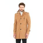MeroLife Mero Life Erkek Vizyon Dar Kesim Dik Yaka Uzun Kaşe Kaban 5XL Mero-261NM