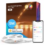 meross LED şerit 5 m Apple HomeKit ile çalışır, Wi-Fi LED şeritler, akıllı RGBWW şerit, Alexa ve Google ile uyumlu, ev, parti, Noel için