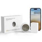 Meross WLAN higrometre iç termometre, akıllı sıcaklık ve nem ölçer, güneş enerjisi beslemeli, uygulama bildirimi, Apple HomeKit, Alexa, Google Home ile uyumlu, 1 hub ile