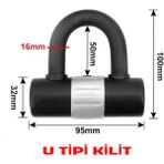 Merpa Motosiklet Kesilmez Çelik U Tipi Bar Disk Kilidi 16MM Kalınlıkla Güven Verir - Siyah