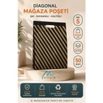 Merpak Ambalaj Çizgili Mağaza Poşeti (NO 5) 50 Adet 50x60 Cm Çizgili Takviyeli Poşet Diagonal Poşet