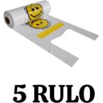 Merpak Ambalaj Orta Boy Baskılı Rulo Poşet x5 Rulo Beyaz Plastik Gülenyüz Desenli 25x50 cm