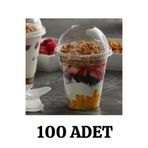 Merpak Ambalaj Plastik Milkshake Bardağı 100'lü Kapaklı İçecek Şeffaf Meşrubat Bardağı Cup 350 Cc(ml)