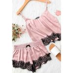 Merry See Dantel İşlemeli Saten Sortlu Gecelik Pijama Takım