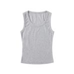 Merry See Düz Renk Kadın Kolsuz Bluz Crop Top Gri L