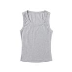Merry See Düz Renk Kadın Kolsuz Bluz Crop Top Gri M