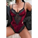 Merry See Kadife Body Gecelik Babydoll Çok Renkli XL