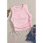 Merry See Kadın Kolsuz Bluz Düz Renk Polyester Degaje Yaka Günlük Stil 1 Parça - XS - Pembe