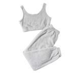 Merry See Kolsuz Askılı Peluş Polar Alt Üst Pijama Takımı Gri XL
