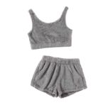 Merry See Kolsuz Askılı Peluş Polar Alt Üst Şortlu Pijama Takımı Gri M