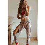 Merry See Özel Tasarım Dantel Kalp Tasarımlı Gri Kadın Pijama Takım