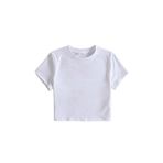 Merry See Pamuklu Yumuşak Dokulu Kısa Kol Bisiklet Yaka Bluz Crop Beyaz XS