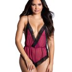 Merry See Seksi Body Dantel Gecelik İç giyim Bordo L/XL