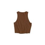 Merry See Tek Renk 1 Adet Kadın Kolsuz Örme Kumaş Bluz Crop Kahverengi XL