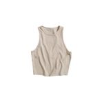 Merry See Tek Renk 1 Adet Kadın Kolsuz Örme Kumaş Bluz Crop Krem M