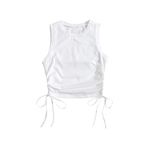 Merry See Yanları Büzgülü Kolsuz Bluz Crop Top Atlet (Beyaz, M)
