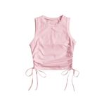 Merry See Yanları Büzgülü Kolsuz Bluz Crop Top Atlet Pembe M