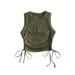 Merry See Yanları Büzgülü Kolsuz Bluz Crop Top Atlet Yeşil L
