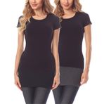 Merry Style Bayan Uzatma Kemeri Gömlek Tişörtler için Böbrek Isıtıcı Mini Etek MS10-202, Siyah/koyu melanj (2'li paket), 5XL