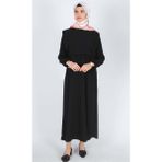 Mersha Collection Bağcıklı Emzirme Elbisesi Lohusalık Dönemi - Emzirme Kıyafeti - Siyah - 40
