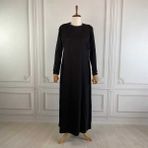 Mersha Collection Mersha Uzun Kol Astar Emzirme Elbisesi - Lohusa Içlik - Emzirme Içlik - Siyah - 44